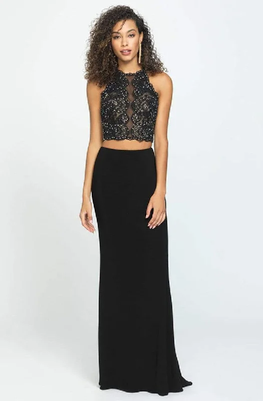 Seasonal Clearance Madison James - 19-189 Beaded Lace Two Piece Jersey Sheath Dress