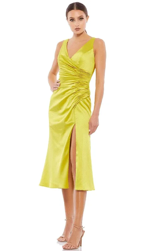 Bonus Savings Ieena Duggal 26625 - Sleeveless Surplice Bodice Tea-Length Dress