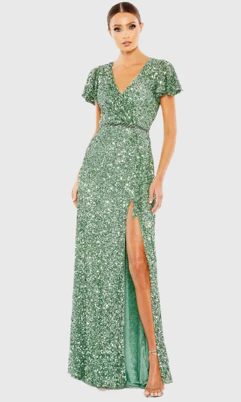 Special Savings Mac Duggal A5540 - Short Butterfly Sleeve Sequin Embellished Prom Gown