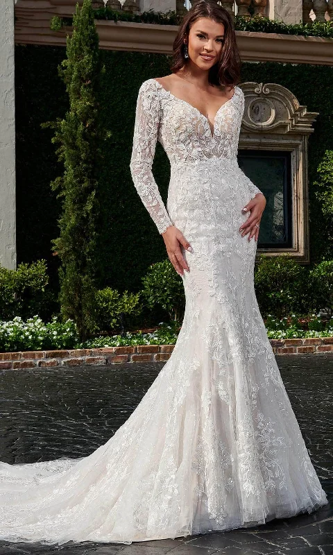 One-DAY Sale Rachel Allan Bridal RB3162 - Long Sleeve Embroidered Bridal Gown