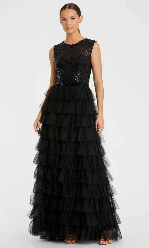Blowout Sale Mac Duggal 27055 - Sequined Jewel Neck Evening Gown