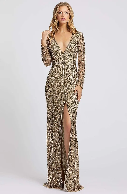 Today's Special Mac Duggal Evening - 5002D Fully Sequined Deep V-neck Trumpet Dress