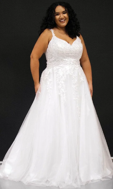 YEAR-End Clearance Sydney's Closet Bridal SC5300 - Sleeveless V Neck Bridal Gown