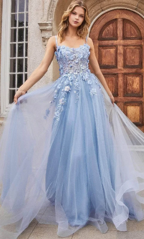 Online Only Andrea and Leo A1142 - Scoop Floral Appliqued Prom Gown