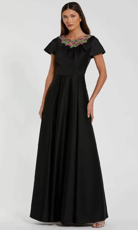 New Arrival Mac Duggal 2272 - Short Flutter Sleeve Satin Long Dress