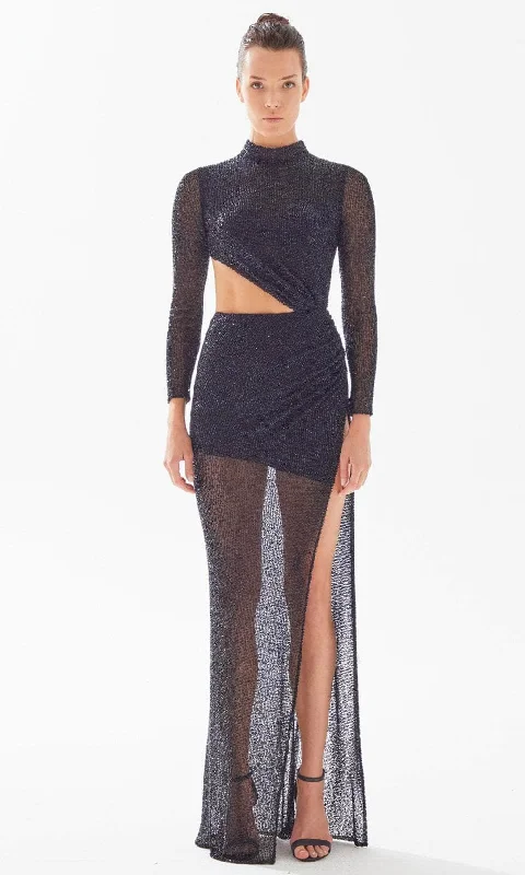 Exclusive Access Tarik Ediz 98328 - High Neck Cutout Evening Dress