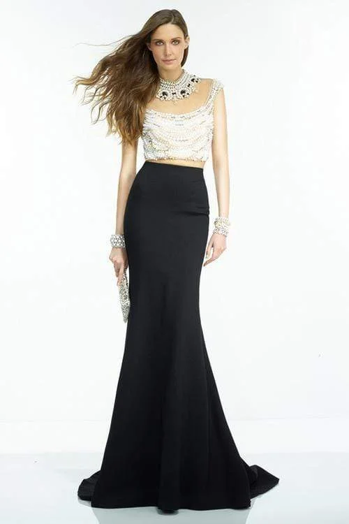 Price Drop Alyce Paris - B'Dazzle - 442484 Pearl Beaded Bodice Mermaid Evening Gown - 1 pc Black Ivory Pearl In Size 2 Available
