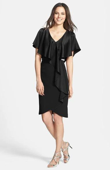 Mega Sale Alexander by Daymor - 609 Drape Short Sleeve Cocktail Dress
