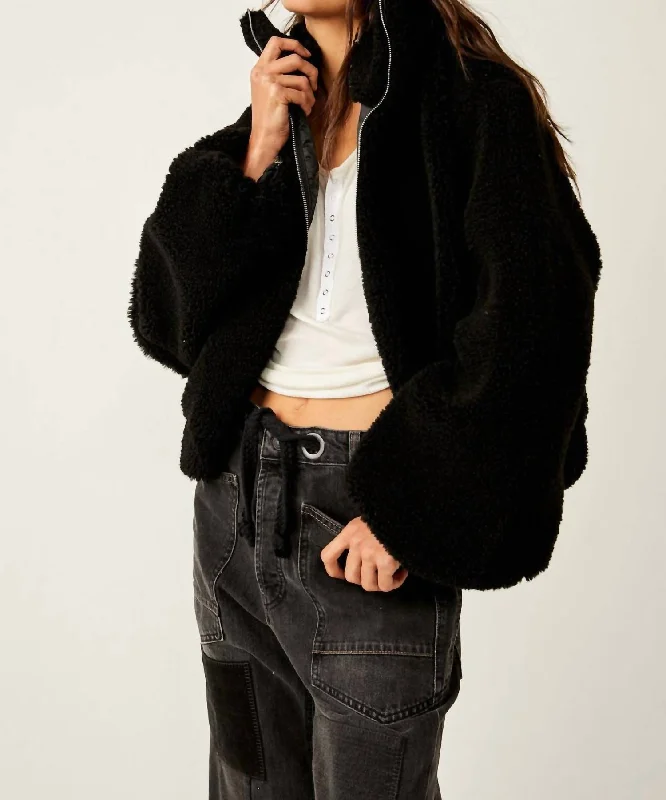 Get Cozy Teddy Jacket In Black