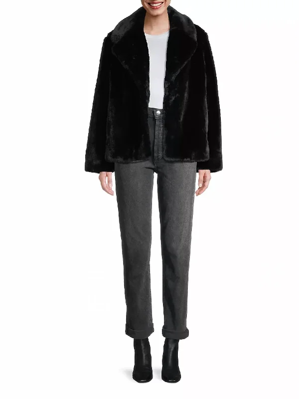 Milly Plant-Based Fur Coat In Noir