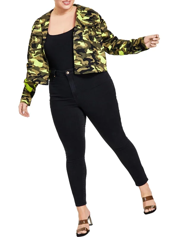 Plus Womens Camo Cargo Overcoat