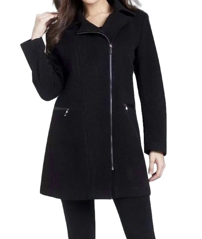 Midnight Madness Side-Zip Car Coat In Black