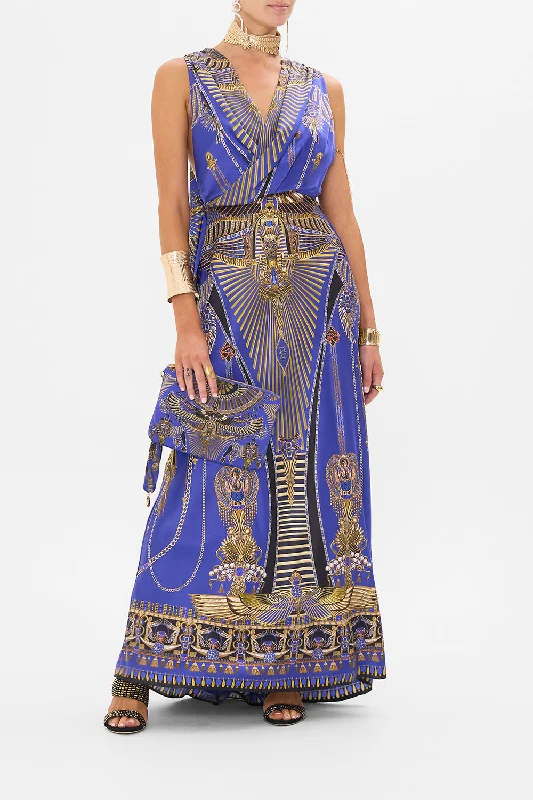 SLEEVELESS DRAPED T BACK LONG DRESS MY FAIR PHARAOH