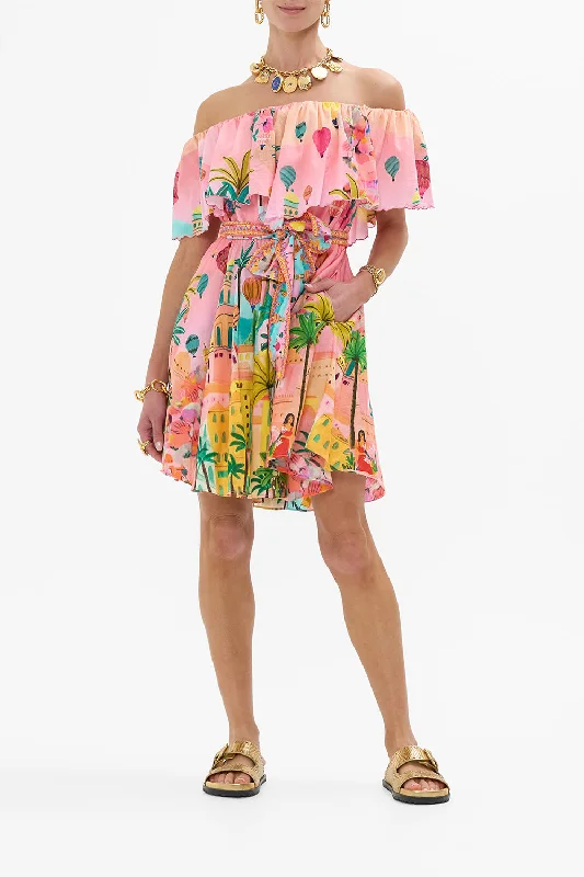 SHOULDER FRILL SHORT DRESS SISTER SUNSET