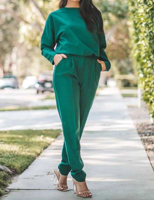 Savings Alert 2 Pc Trouser Set In Hunter Green
