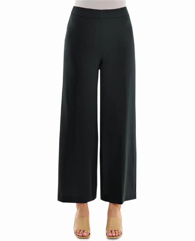 Claire Stretch Crepe Wide Leg Pants In Very Black