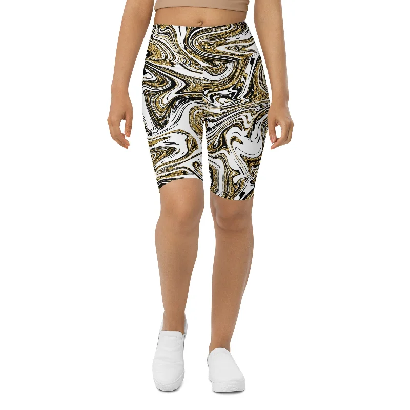 Glitter Print Marble Biker Shorts